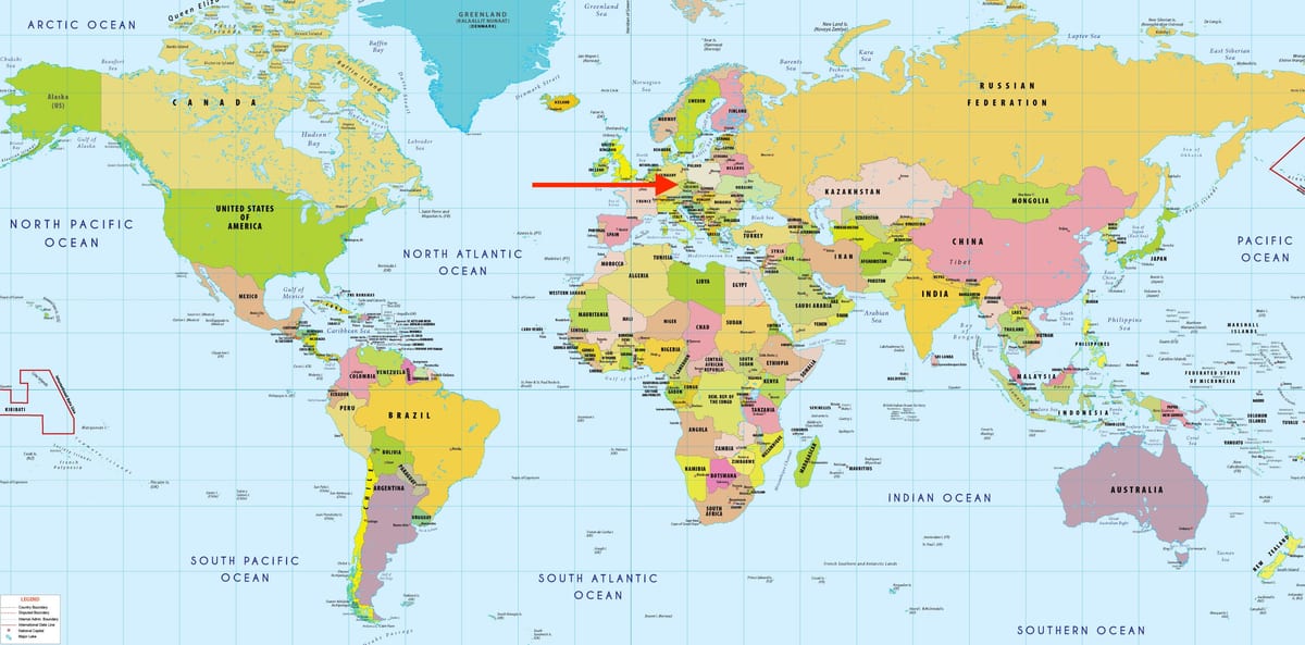 捷克共和国在世界地图