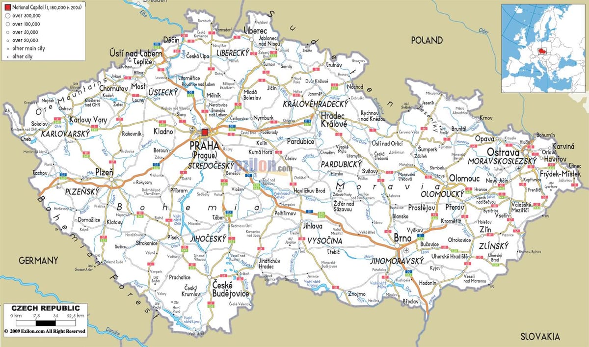 捷克共和国的道路地图