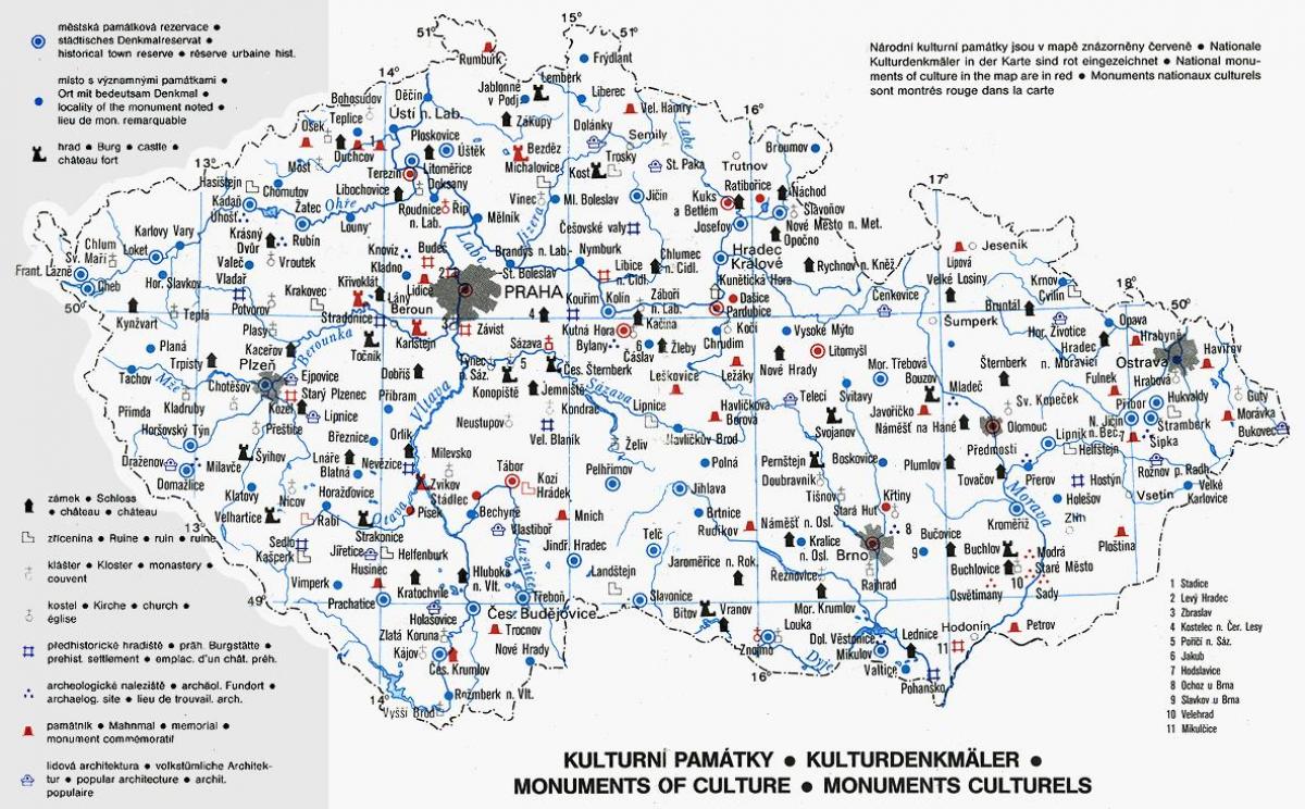 捷克古迹的地图