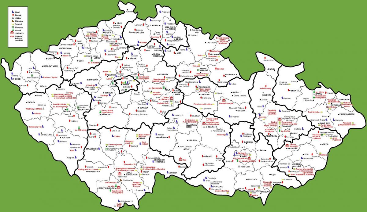 捷克共和国吸引力的地图