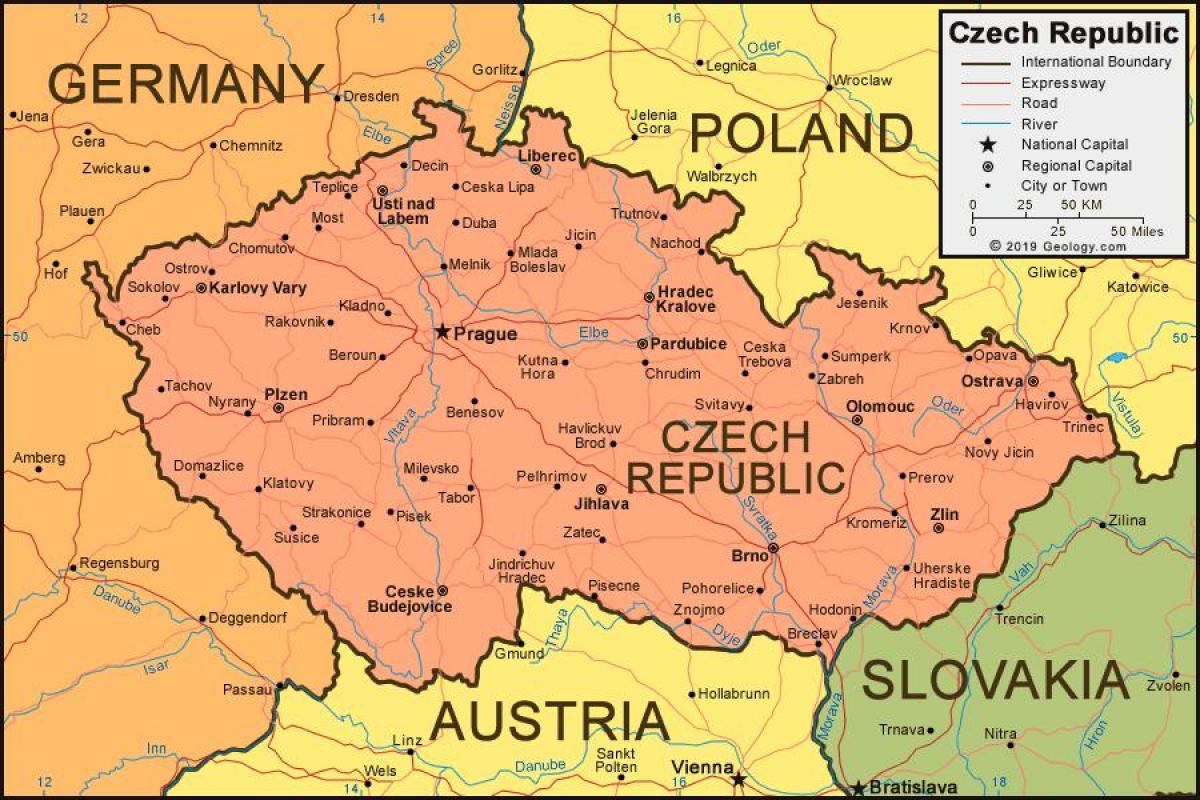 地图捷克共和国和周边国家