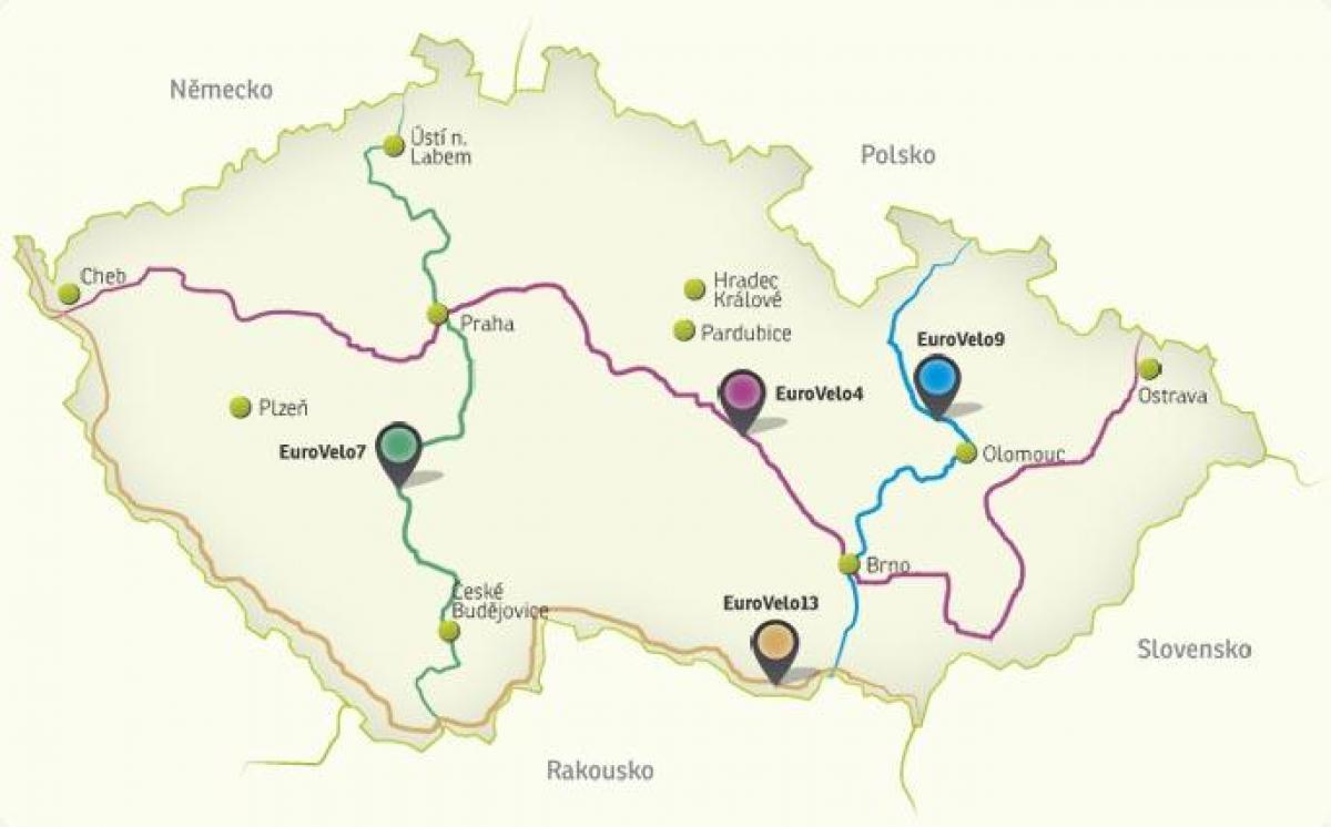 捷克共和国骑自行车的地图