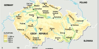 捷克共和国高程地图