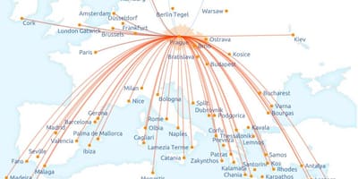 地图捷克航空公司的航线